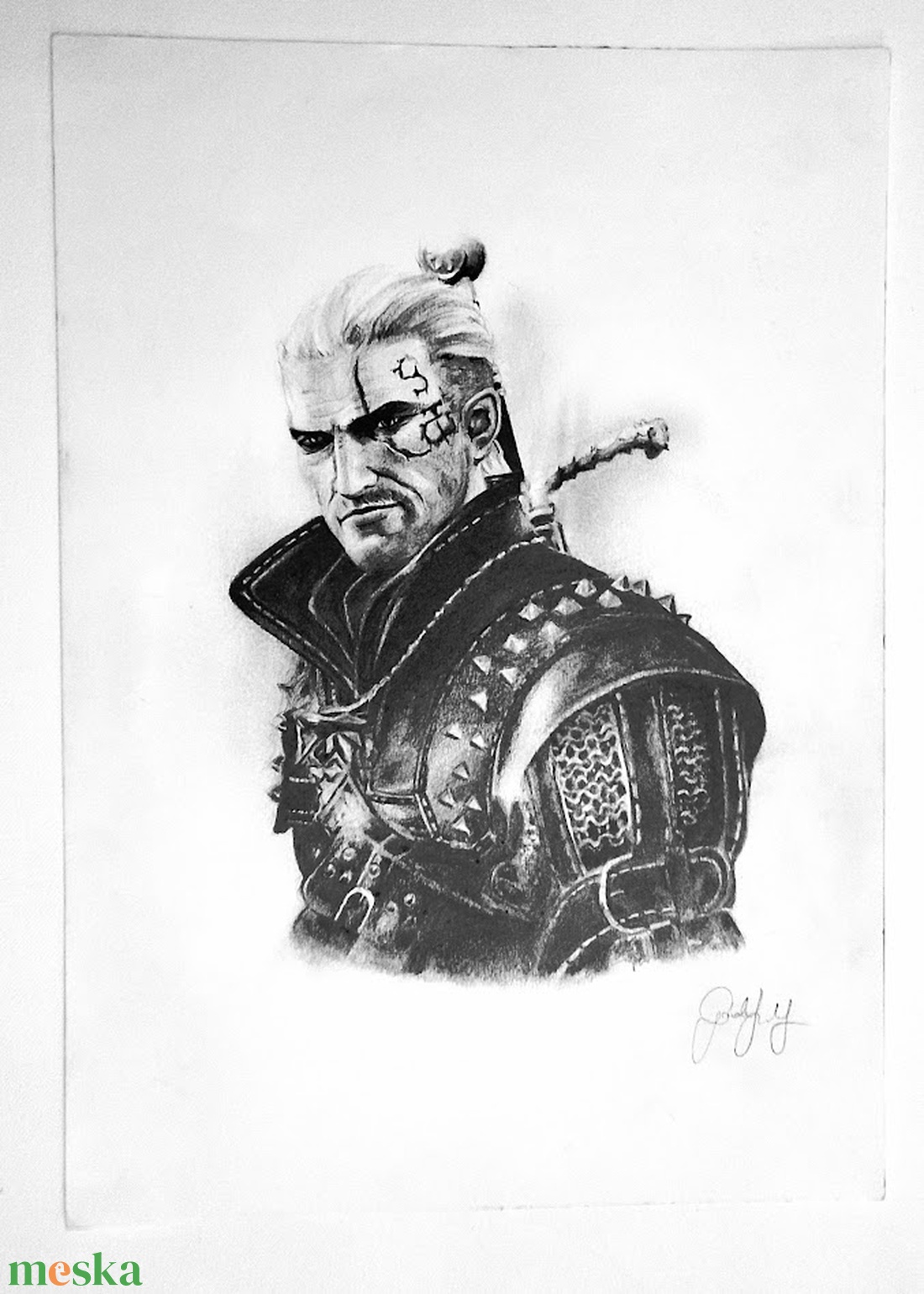 Eredeti Geralt of Rivia / Ríviai Geralt portré grafika - művészet - grafika & illusztráció - ceruzarajz - Meska.hu