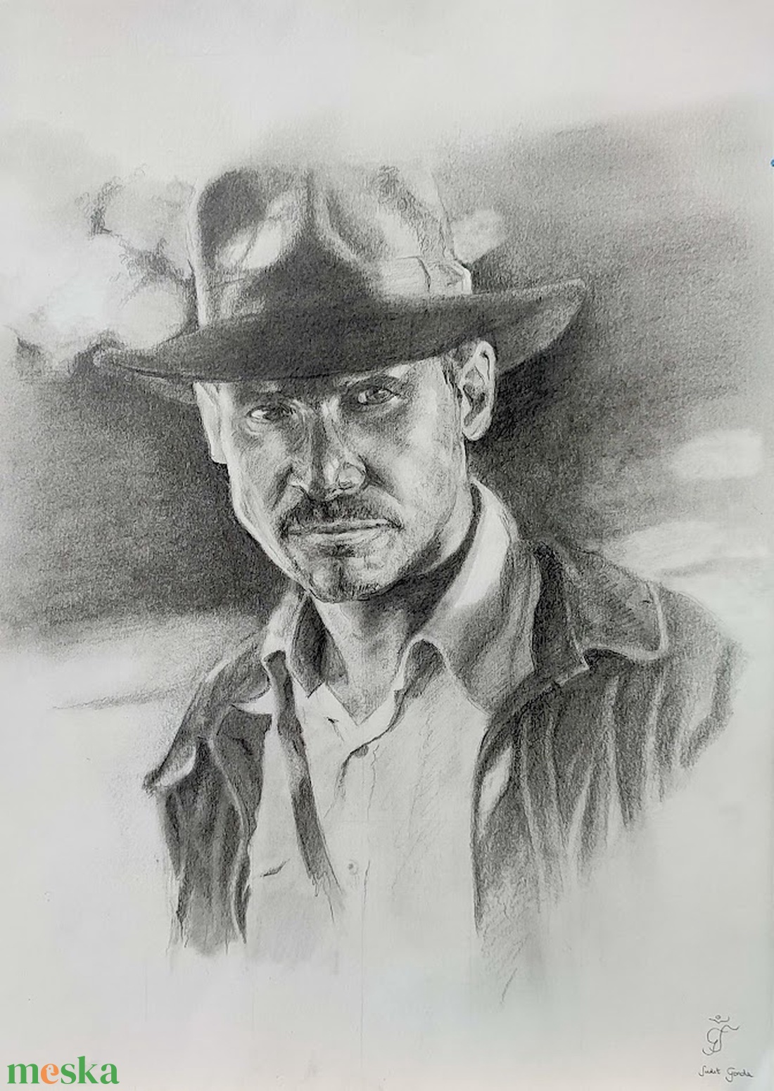 Eredeti Indiana Jones grafit portré - művészet - grafika & illusztráció - ceruzarajz - Meska.hu