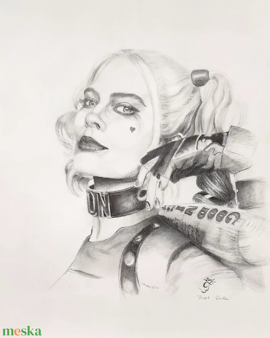 Eredeti Margot Robbie / Harley Quinn grafit portré ceruzarajz - művészet - grafika & illusztráció - ceruzarajz - Meska.hu
