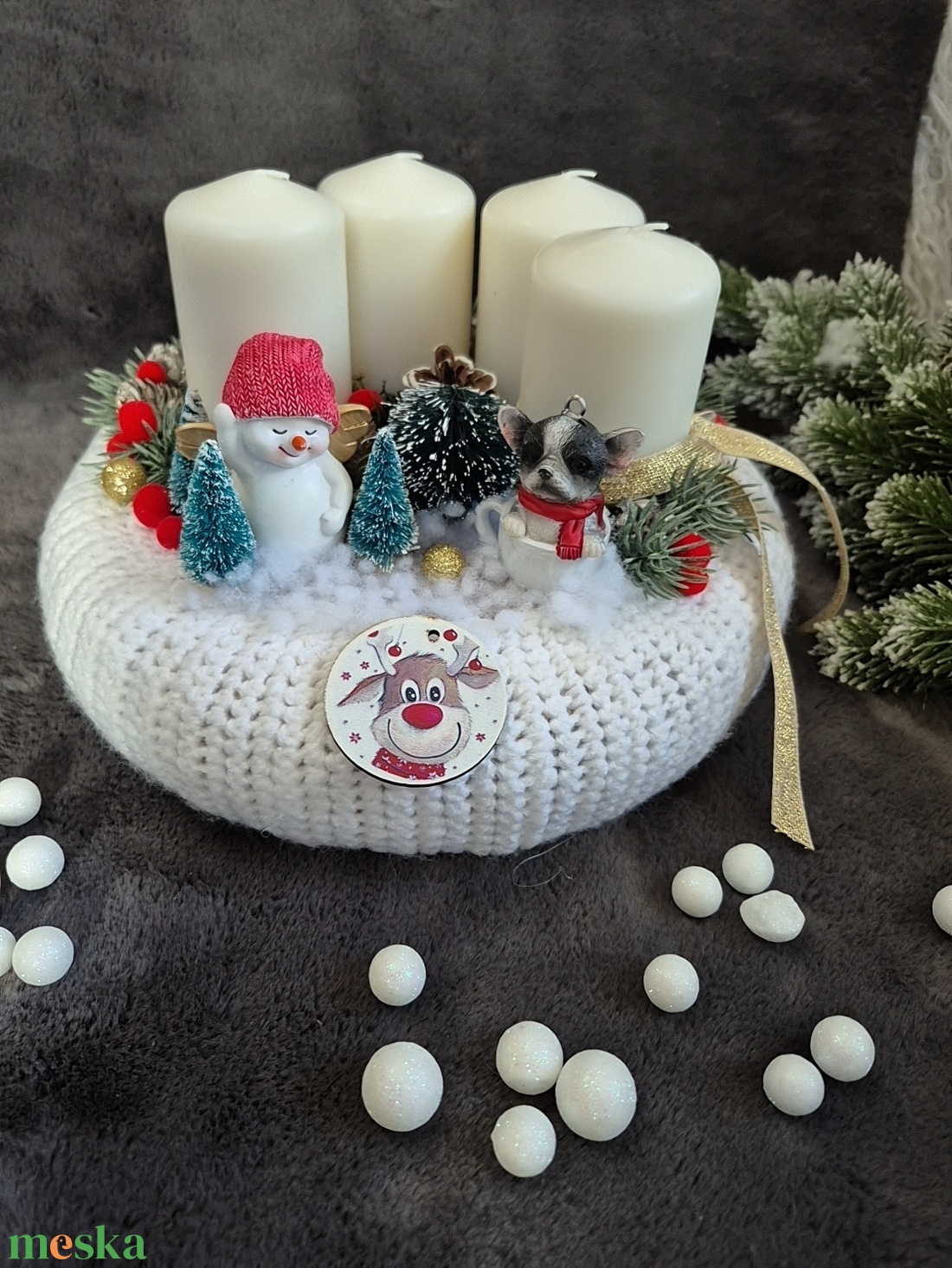 Nagyméretű adventi koszorú  - karácsony - adventi díszek - adventi koszorú - Meska.hu