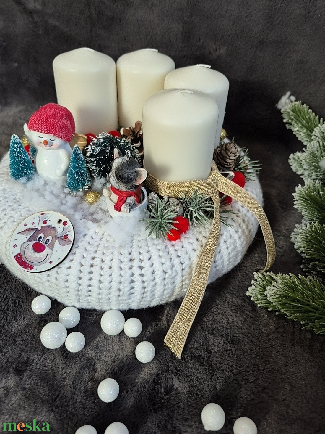 Nagyméretű adventi koszorú  - karácsony - adventi díszek - adventi koszorú - Meska.hu