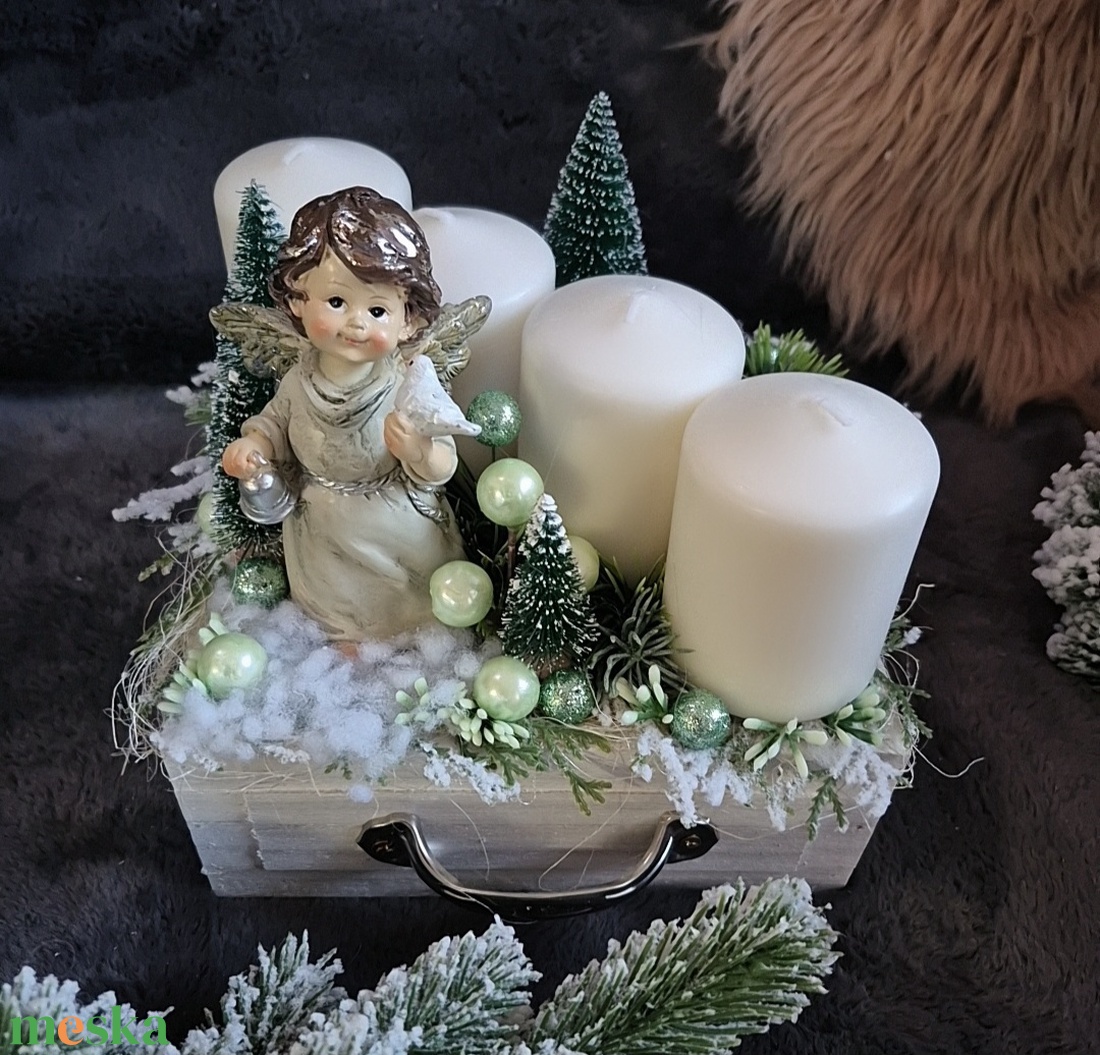 Asztaldísz 4gyertyás  - karácsony - adventi díszek - adventi asztaldísz - Meska.hu