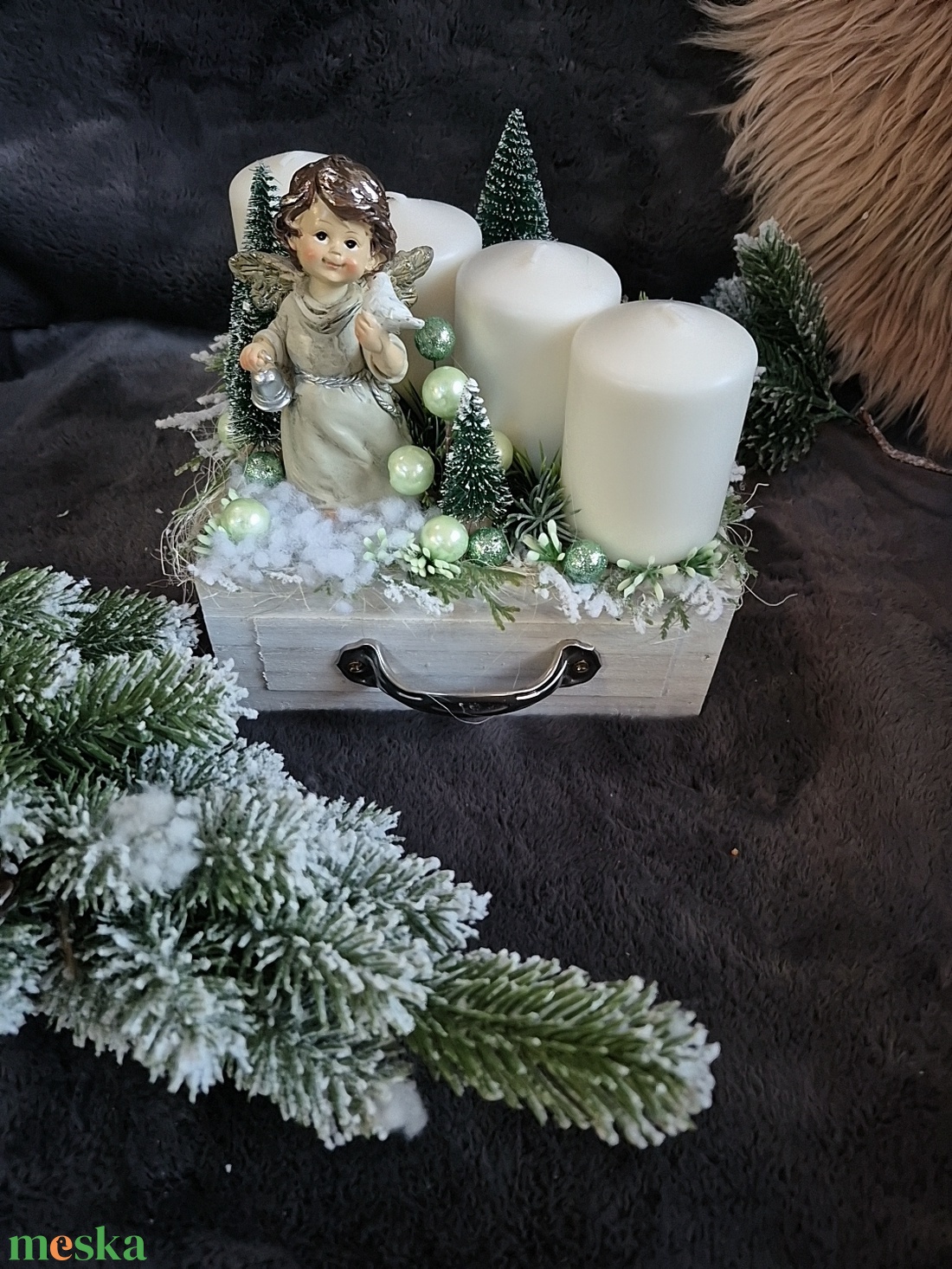 Asztaldísz 4gyertyás  - karácsony - adventi díszek - adventi asztaldísz - Meska.hu