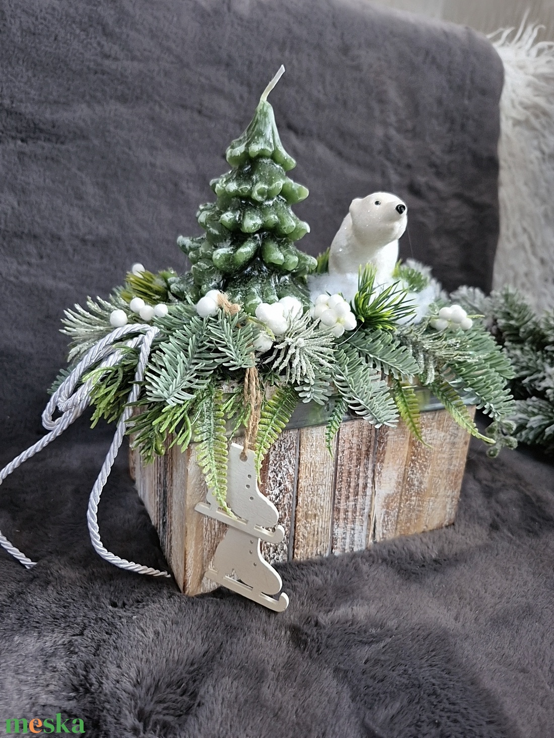 Gyertyás asztaldísz  - karácsony - adventi díszek - adventi asztaldísz - Meska.hu