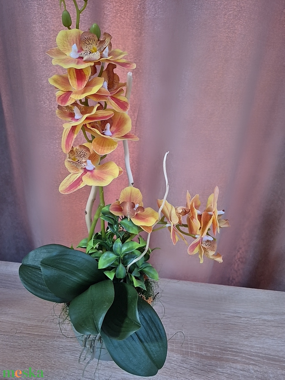 Orchidea asztaldísz  - otthon & életmód - virágdekoráció - virágdíszek - asztali virágdísz - Meska.hu