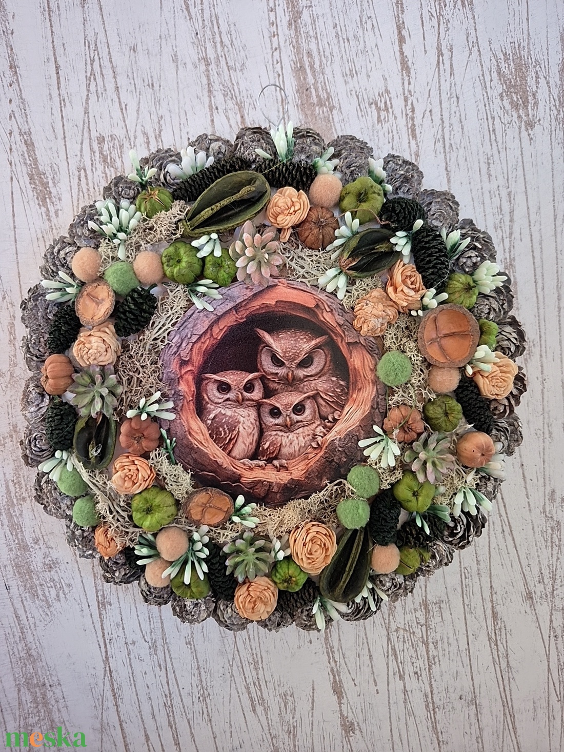 Bagoly család kopogtató  - otthon & életmód - dekoráció - ajtó- és ablak dekoráció - ajtódísz & kopogtató - Meska.hu