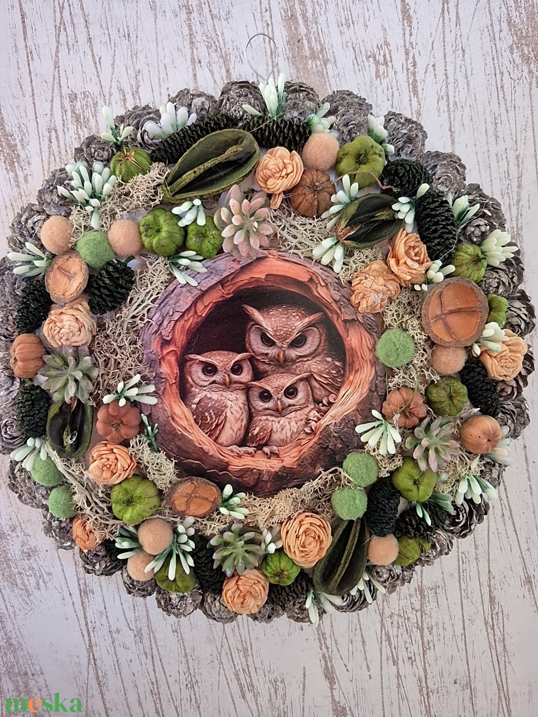 Bagoly család kopogtató  - otthon & életmód - dekoráció - ajtó- és ablak dekoráció - ajtódísz & kopogtató - Meska.hu