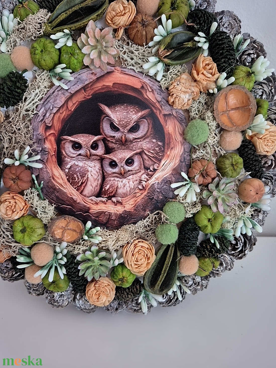 Bagoly család kopogtató  - otthon & életmód - dekoráció - ajtó- és ablak dekoráció - ajtódísz & kopogtató - Meska.hu