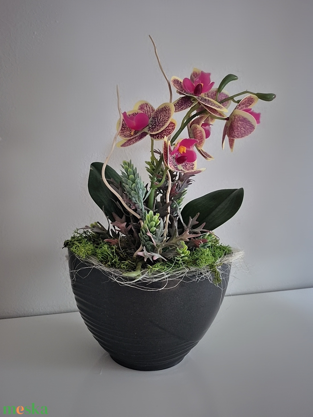 Orchidea kaspóban  - otthon & életmód - dekoráció - asztal és polc dekoráció - asztaldísz - Meska.hu