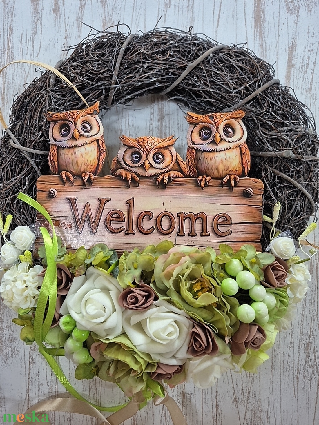 Baglyos ajtódísz  - otthon & életmód - dekoráció - ajtó- és ablak dekoráció - ajtódísz & kopogtató - Meska.hu