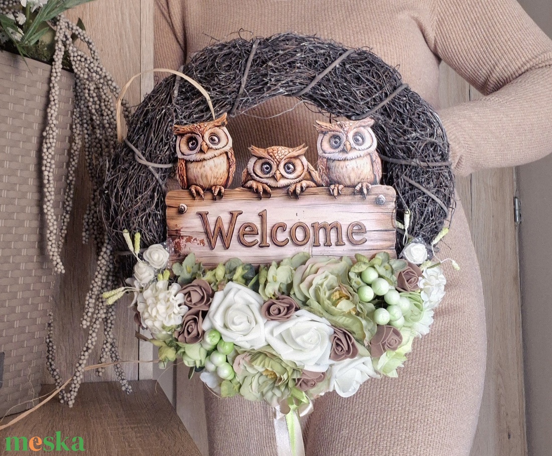 Baglyos ajtódísz  - otthon & életmód - dekoráció - ajtó- és ablak dekoráció - ajtódísz & kopogtató - Meska.hu