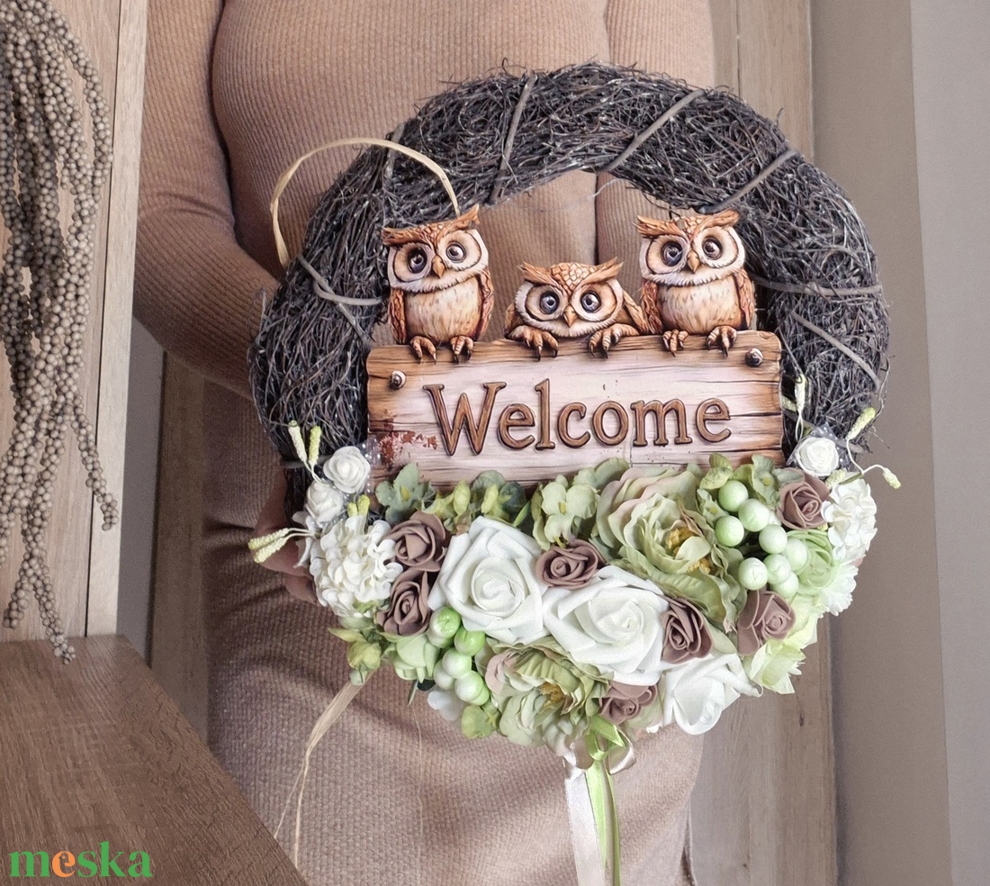 Baglyos ajtódísz  - otthon & életmód - dekoráció - ajtó- és ablak dekoráció - ajtódísz & kopogtató - Meska.hu