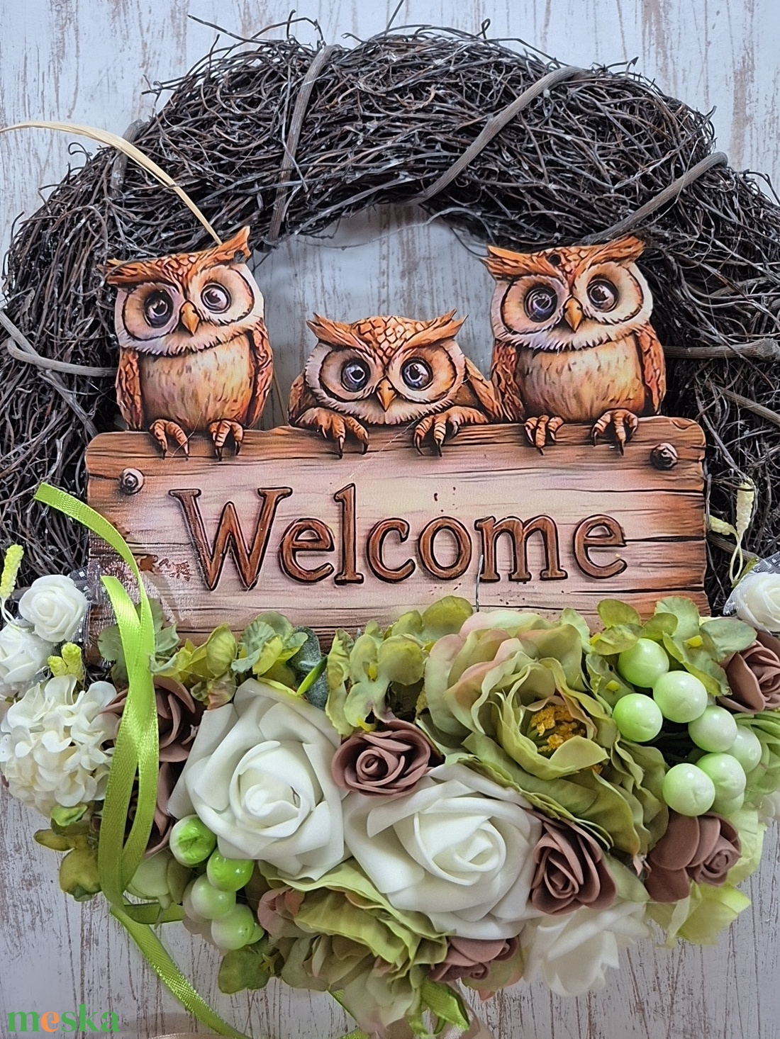 Baglyos ajtódísz  - otthon & életmód - dekoráció - ajtó- és ablak dekoráció - ajtódísz & kopogtató - Meska.hu