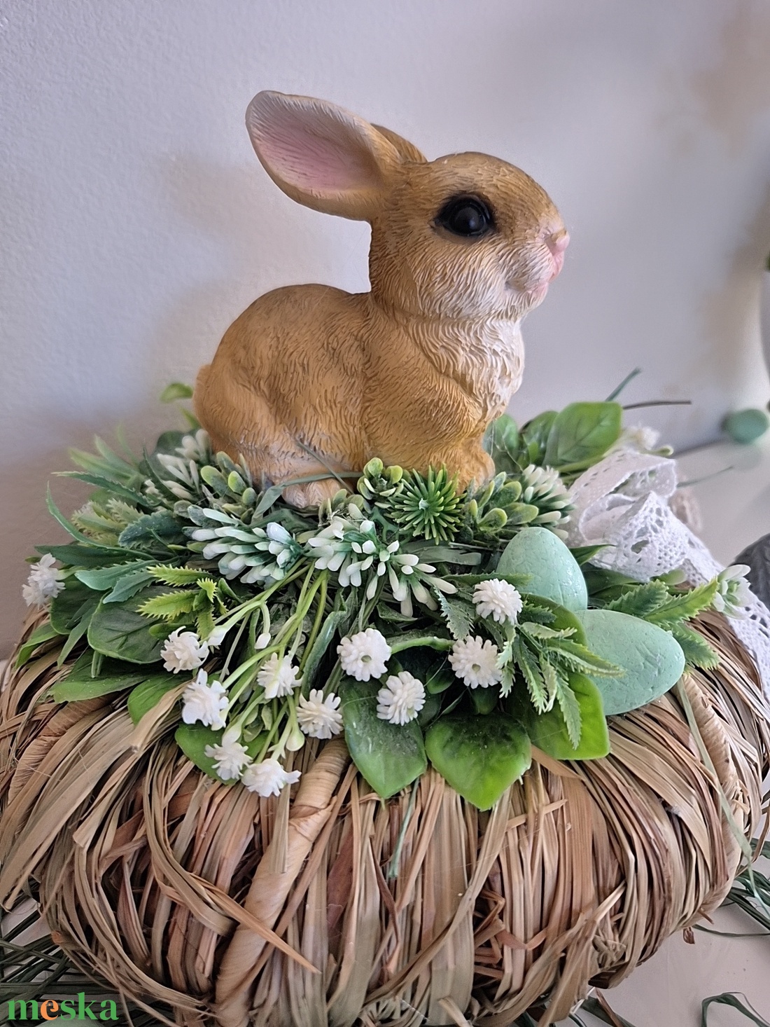 Nyuszis asztaldísz  - otthon & életmód - dekoráció - asztal és polc dekoráció - asztaldísz - Meska.hu