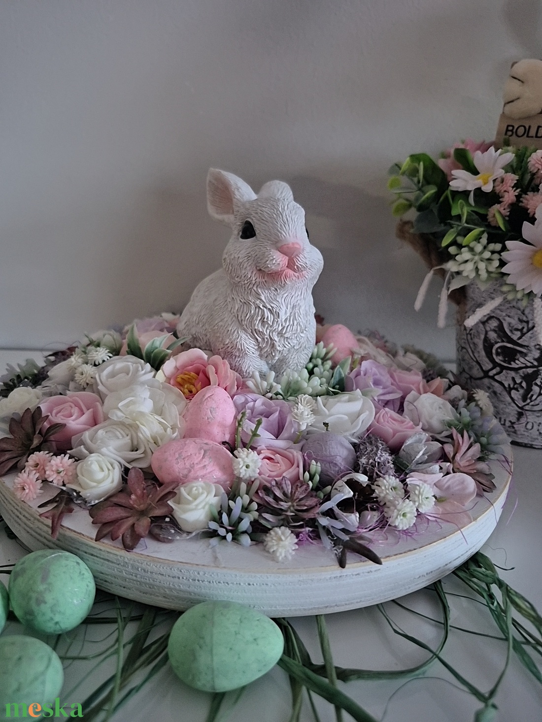 Nyuszis asztaldísz  - otthon & életmód - dekoráció - asztal és polc dekoráció - asztaldísz - Meska.hu