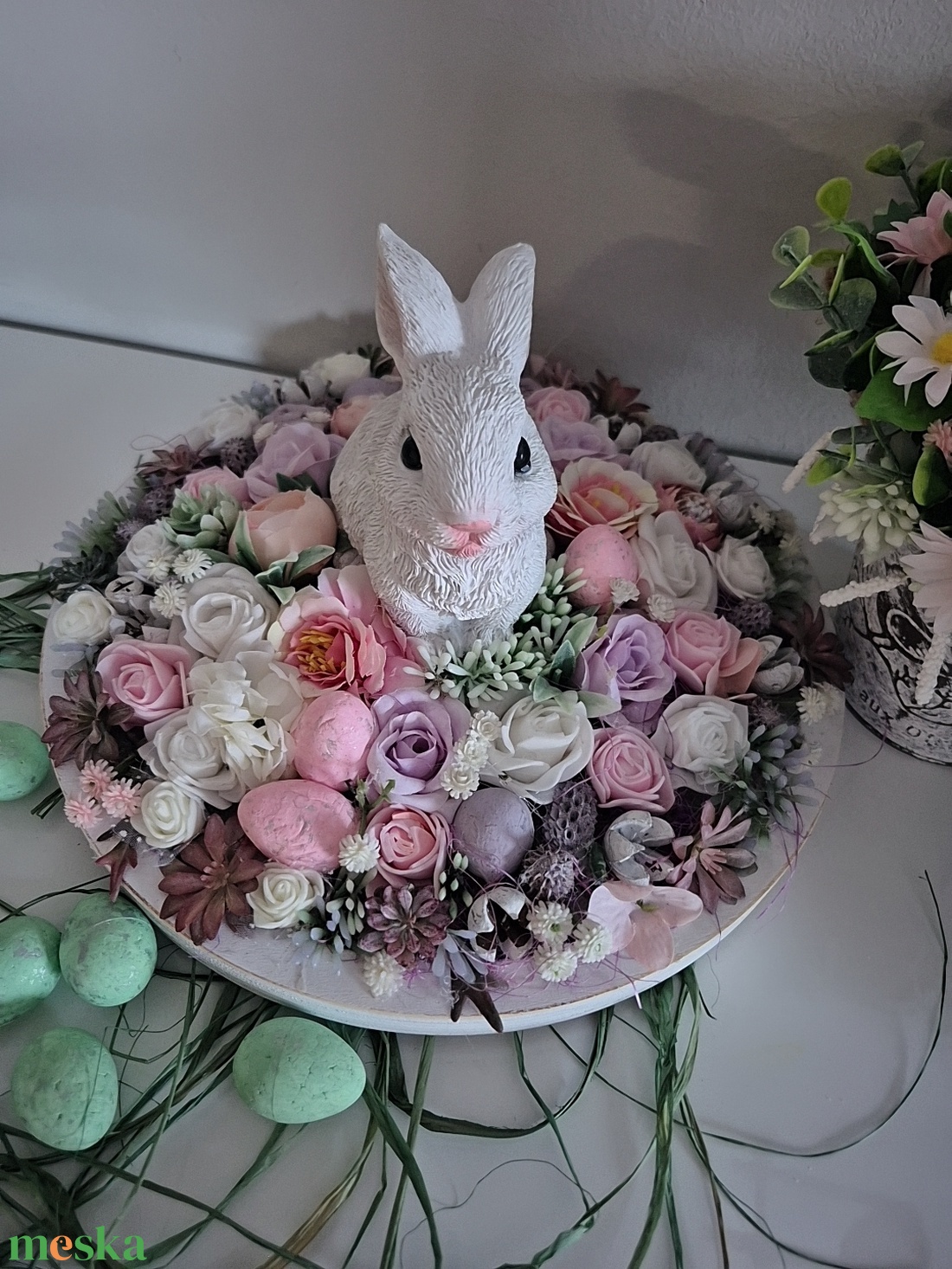 Nyuszis asztaldísz  - otthon & életmód - dekoráció - asztal és polc dekoráció - asztaldísz - Meska.hu