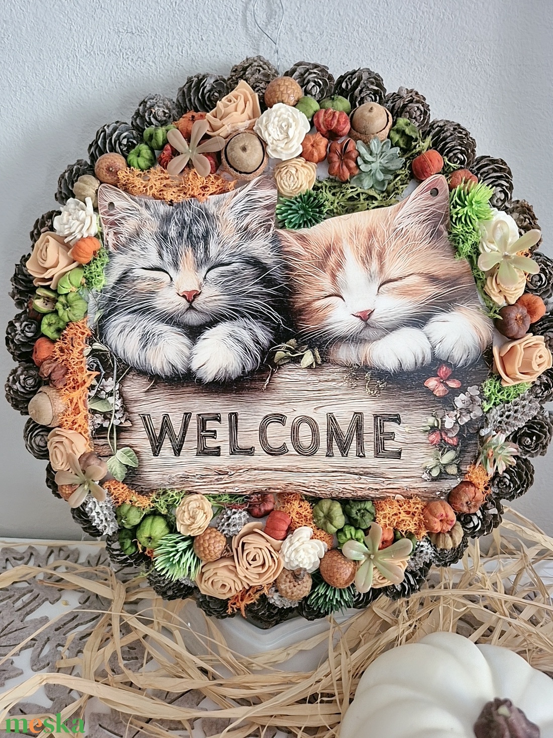 Cicás kopogtató  - otthon & életmód - dekoráció - ajtó- és ablak dekoráció - ajtódísz & kopogtató - Meska.hu