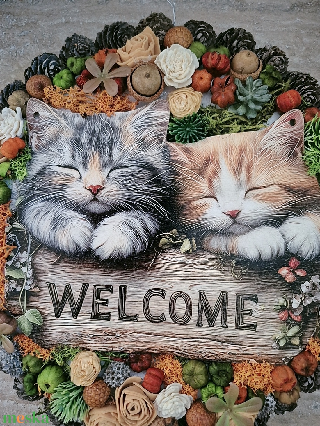 Cicás kopogtató  - otthon & életmód - dekoráció - ajtó- és ablak dekoráció - ajtódísz & kopogtató - Meska.hu