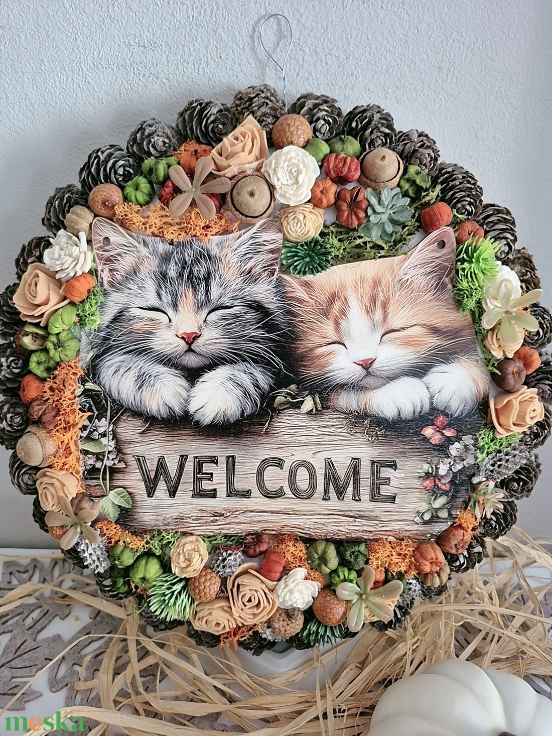 Cicás kopogtató  - otthon & életmód - dekoráció - ajtó- és ablak dekoráció - ajtódísz & kopogtató - Meska.hu