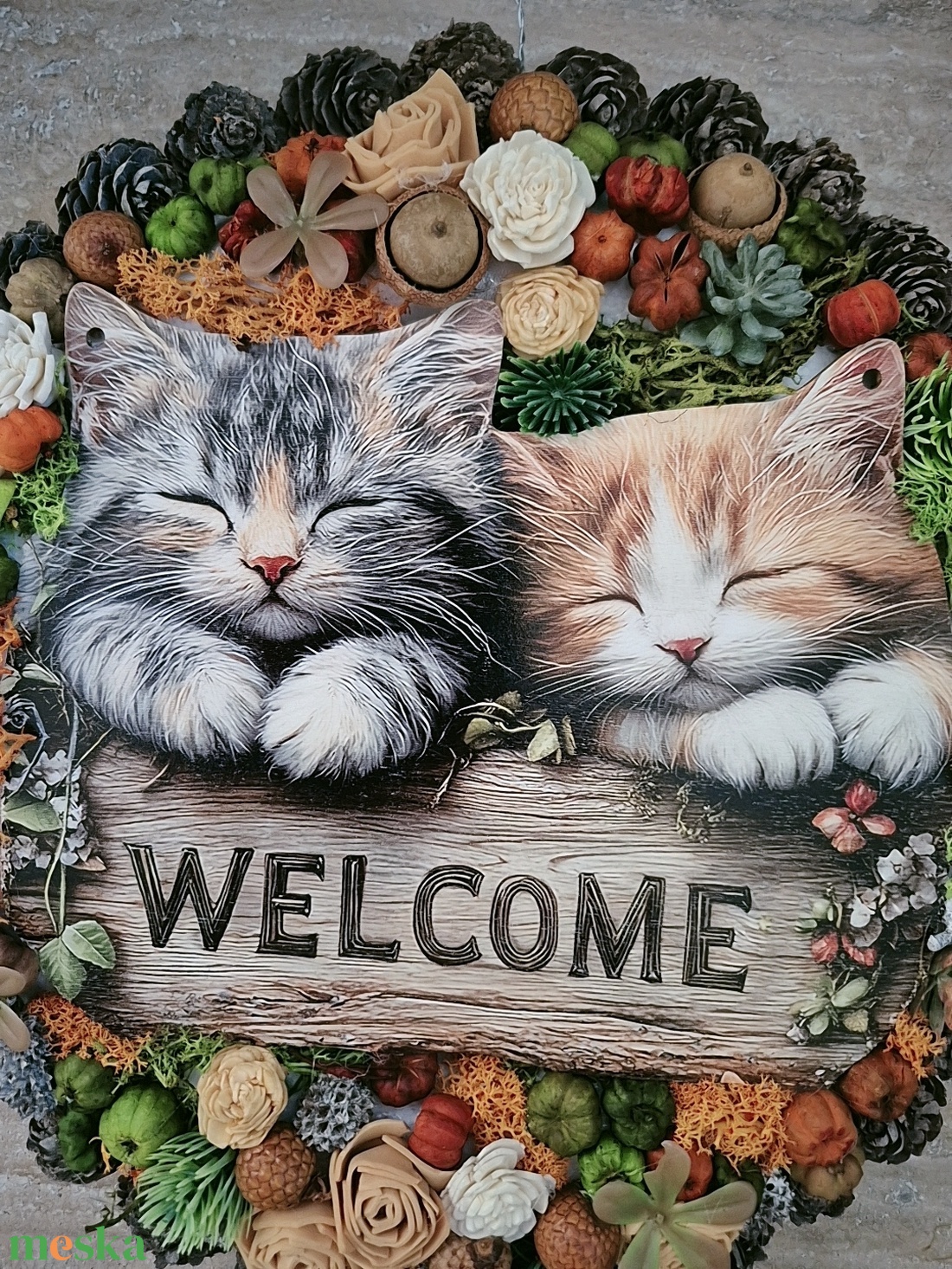 Cicás kopogtató  - otthon & életmód - dekoráció - ajtó- és ablak dekoráció - ajtódísz & kopogtató - Meska.hu