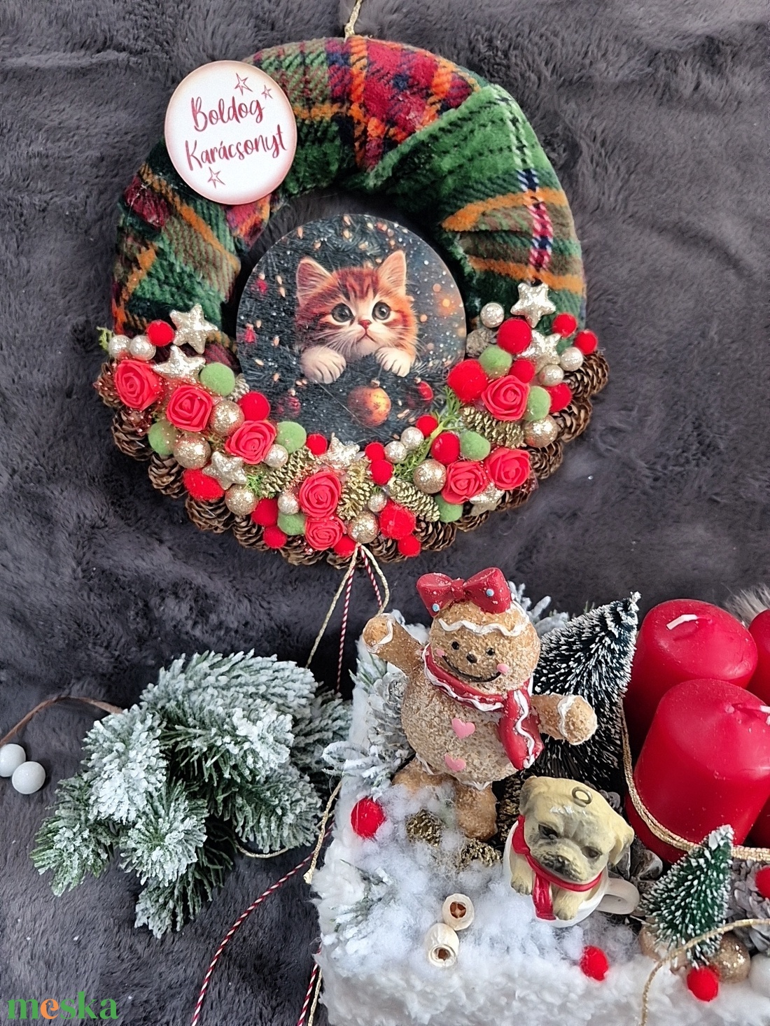Karácsonyi ajtódísz  - karácsony - adventi díszek - adventi ajtódísz - Meska.hu