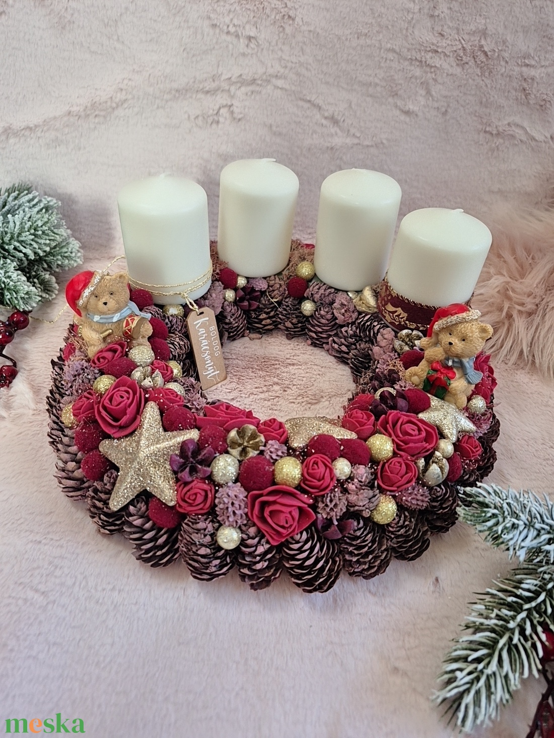 Adventi koszorú  - karácsony - adventi díszek - adventi koszorú - Meska.hu