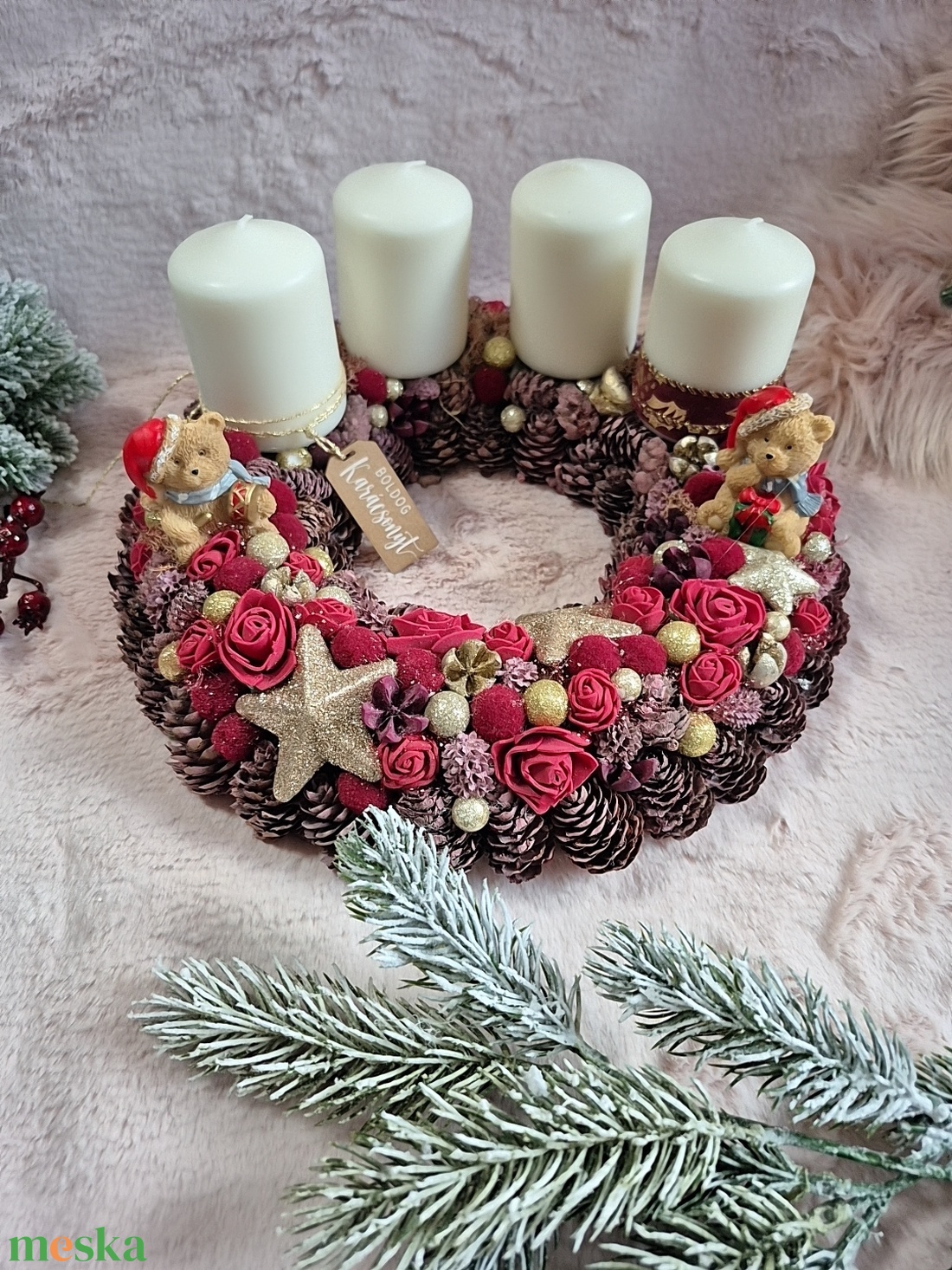 Adventi koszorú  - karácsony - adventi díszek - adventi koszorú - Meska.hu