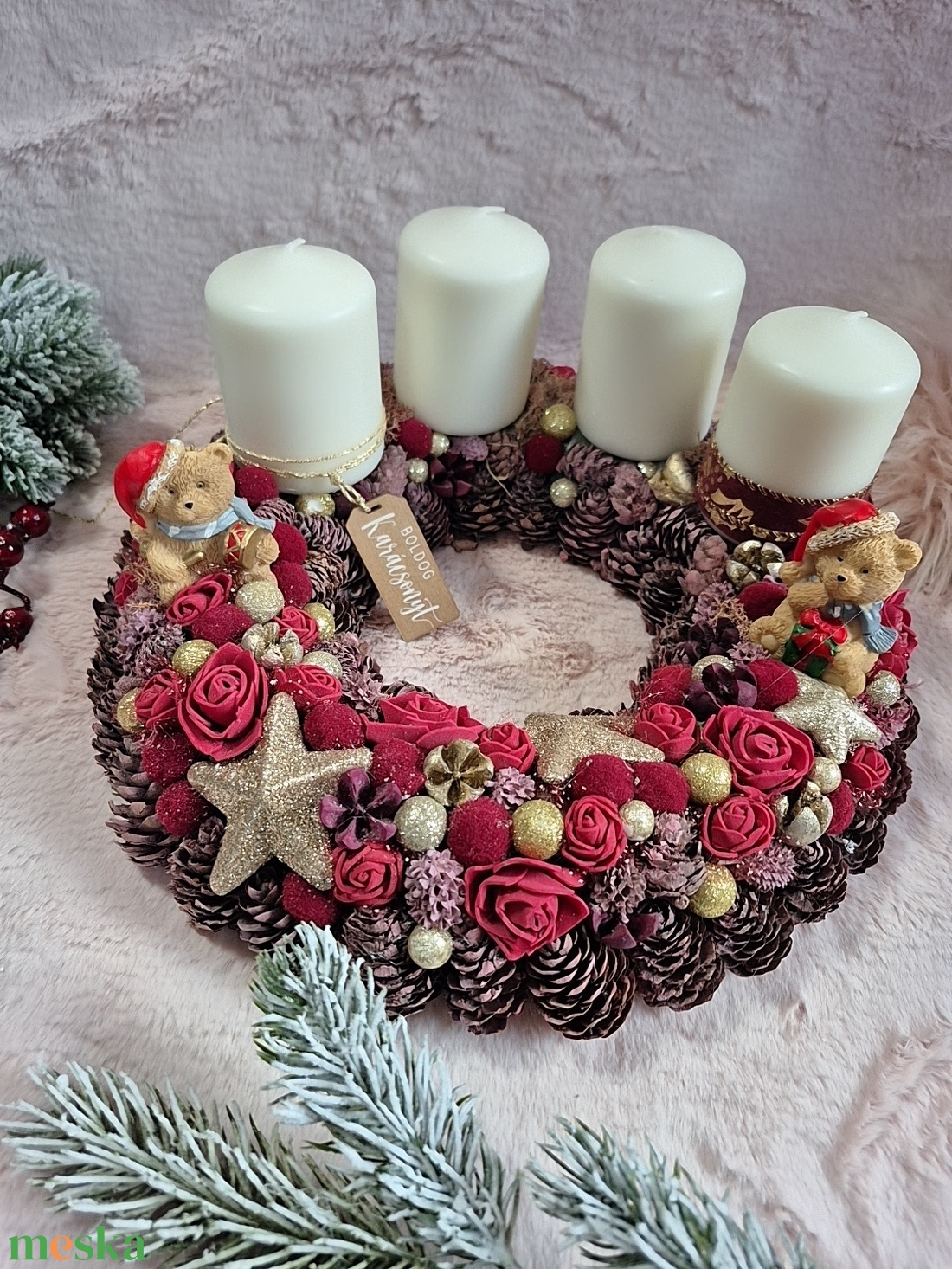Adventi koszorú  - karácsony - adventi díszek - adventi koszorú - Meska.hu