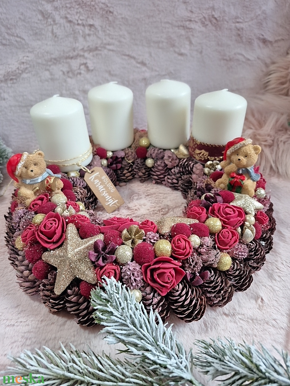 Adventi koszorú  - karácsony - adventi díszek - adventi koszorú - Meska.hu