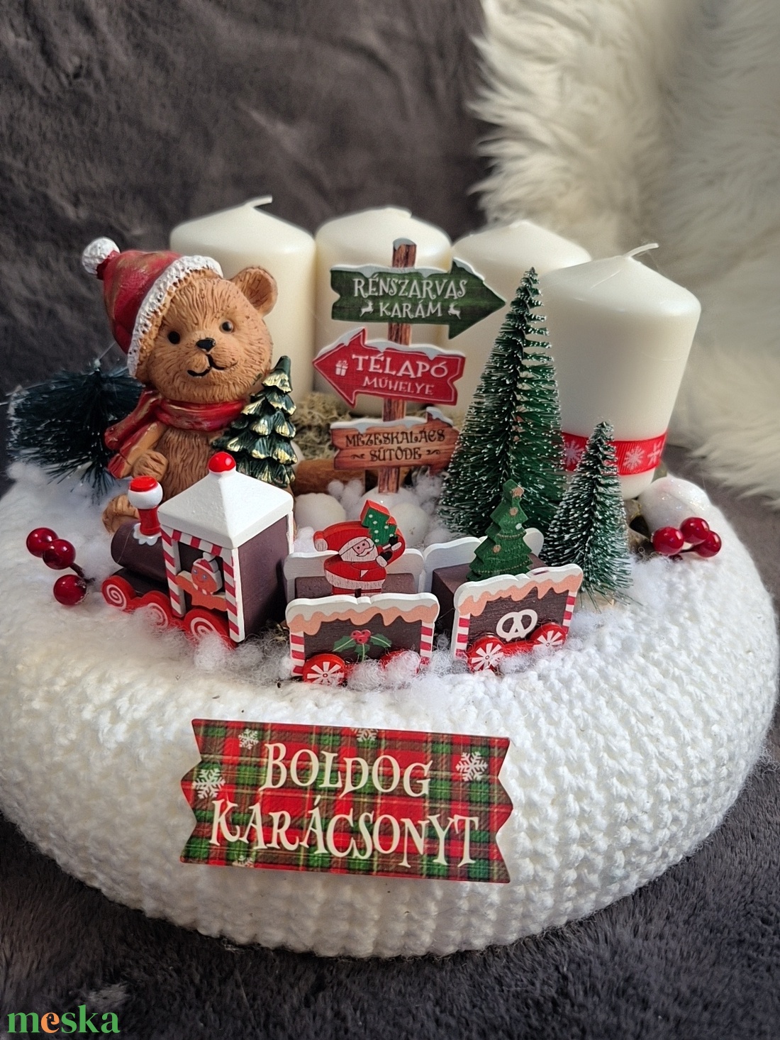 Nagyméretű adventi koszorú  - karácsony - adventi díszek - adventi koszorú - Meska.hu