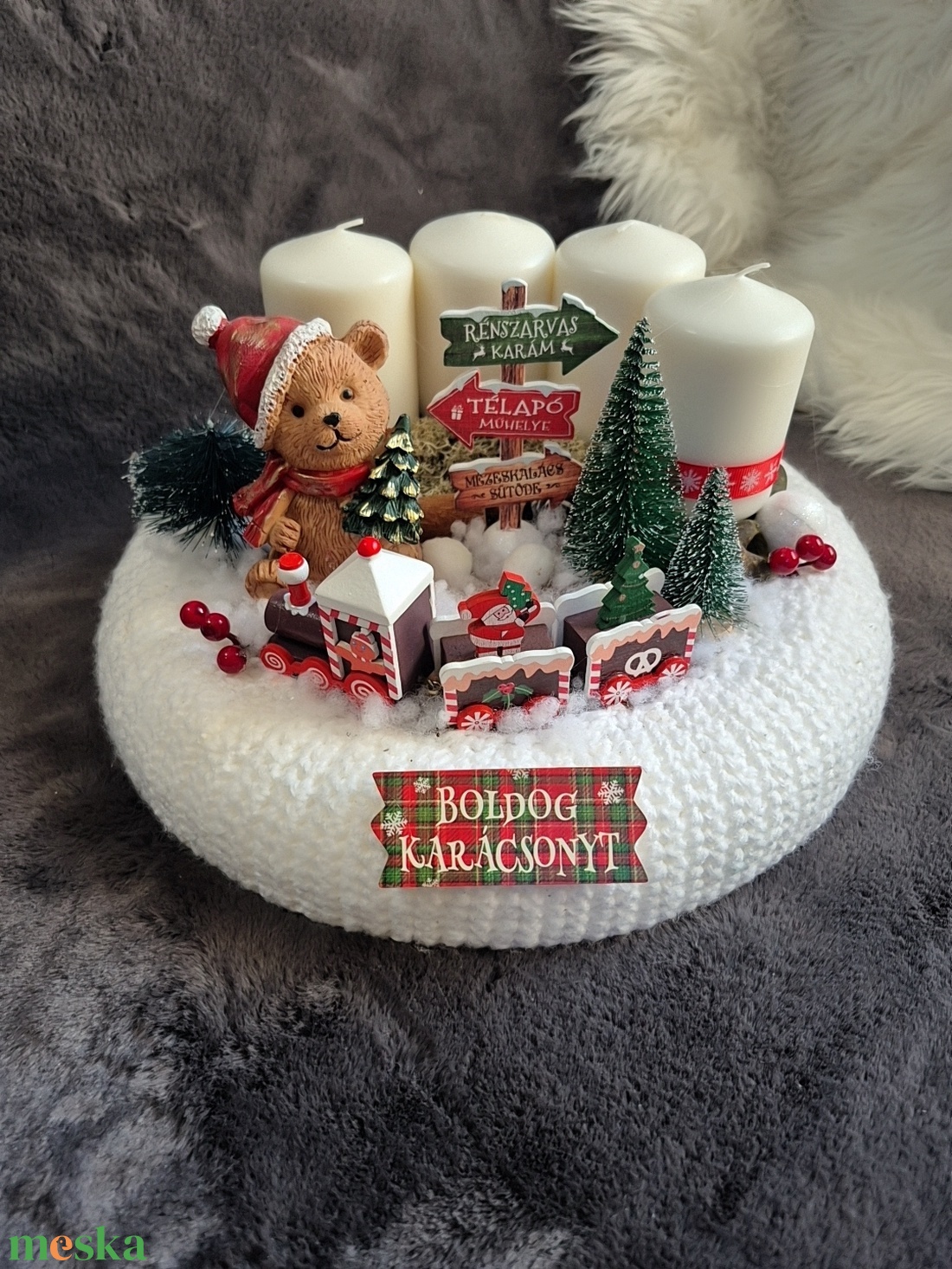 Nagyméretű adventi koszorú  - karácsony - adventi díszek - adventi koszorú - Meska.hu