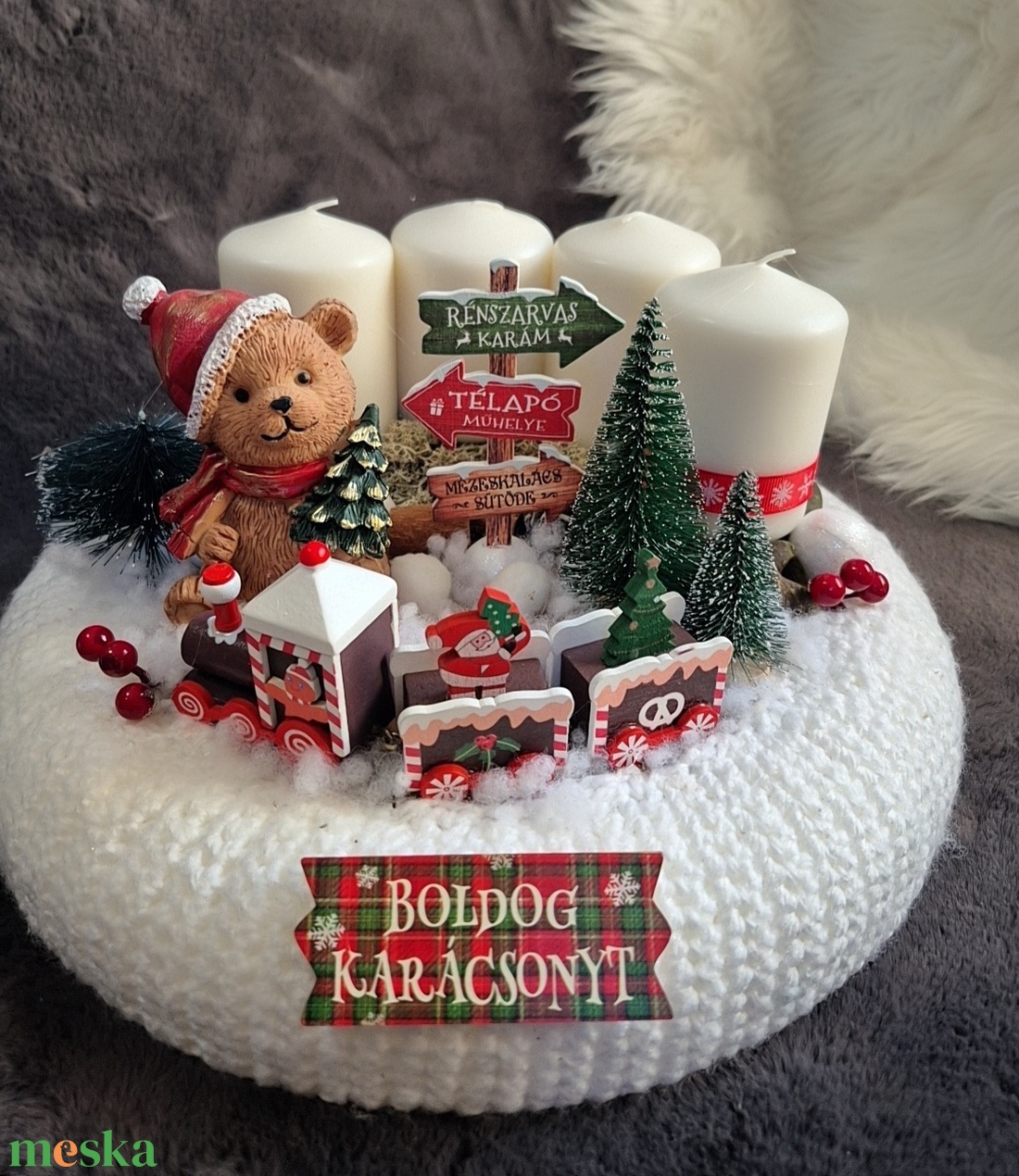 Nagyméretű adventi koszorú  - karácsony - adventi díszek - adventi koszorú - Meska.hu