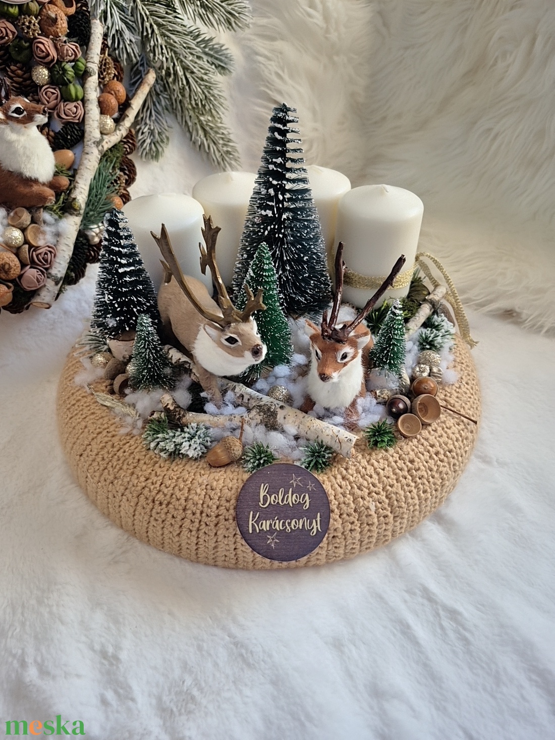Nagyméretű adventi koszorú  - karácsony - adventi díszek - adventi koszorú - Meska.hu