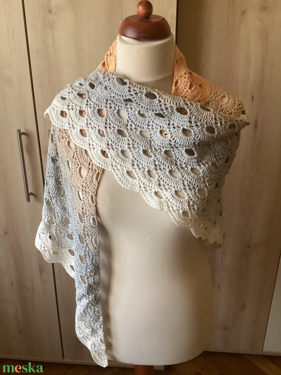 Horgolt kendő pamutból - ruha & divat - sál, sapka, kendő - vállkendő - Meska.hu