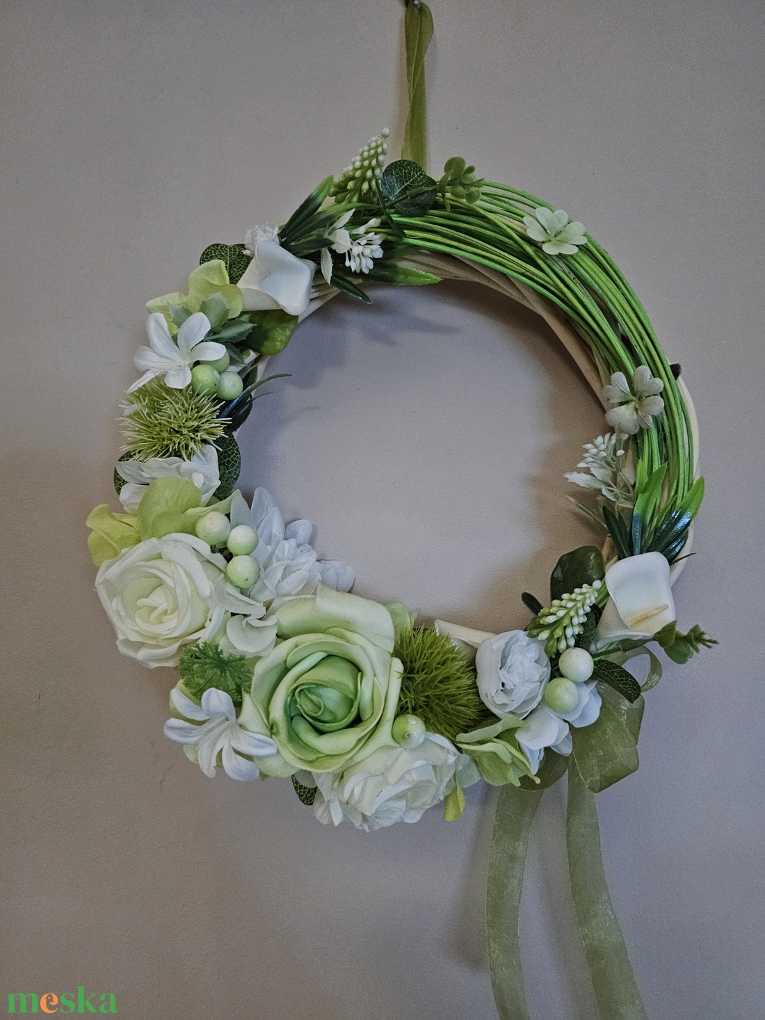 Tavaszi ajtódísz zöld  - otthon & életmód - dekoráció - ajtó- és ablak dekoráció - ajtódísz & kopogtató - Meska.hu