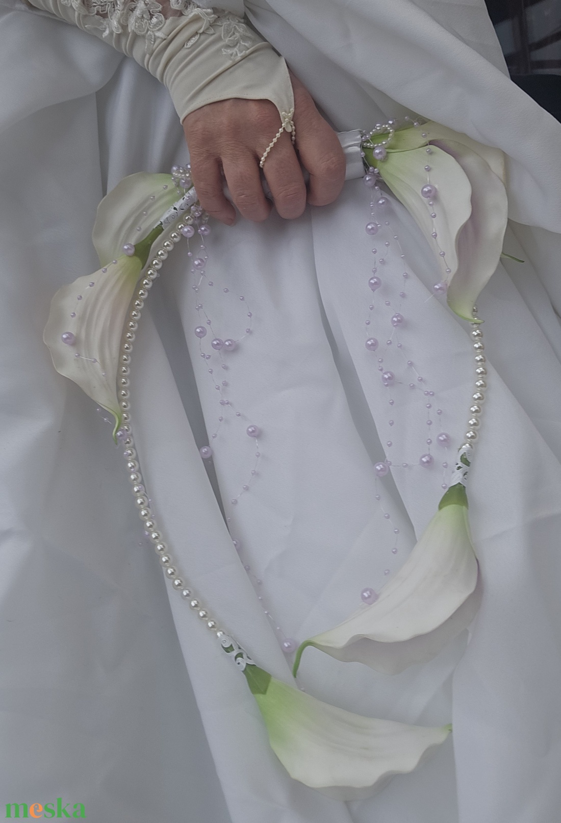 Menyasszonyi csokor gyöngyös kála - esküvő - menyasszonyi- és dobócsokor - Meska.hu