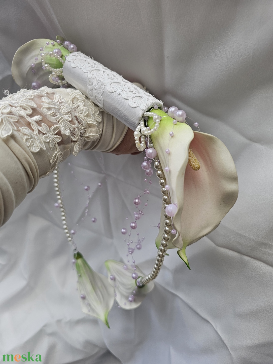 Menyasszonyi csokor gyöngyös kála - esküvő - menyasszonyi- és dobócsokor - Meska.hu