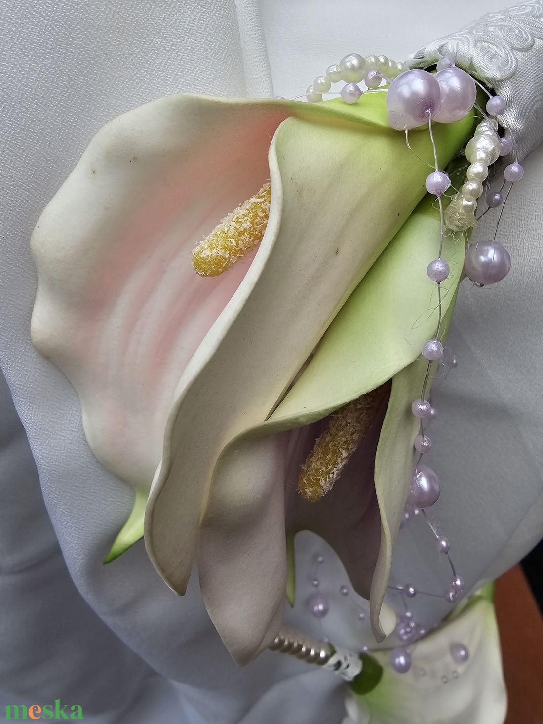 Menyasszonyi csokor gyöngyös kála - esküvő - menyasszonyi- és dobócsokor - Meska.hu