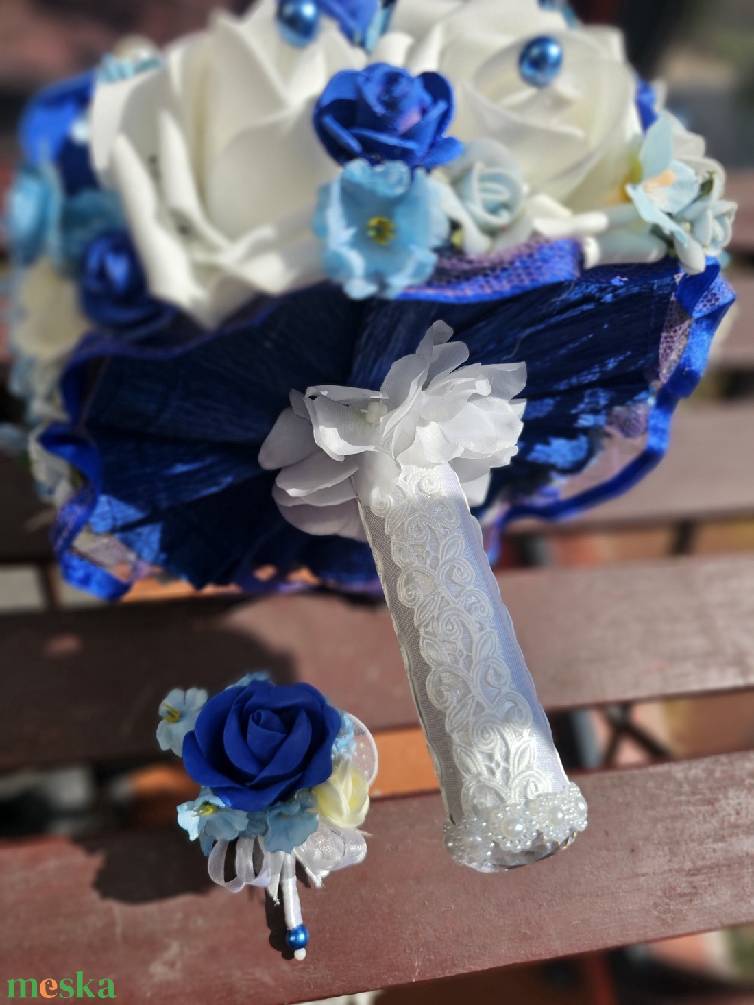 Menyasszonyi csokor kék - esküvő - menyasszonyi- és dobócsokor - Meska.hu