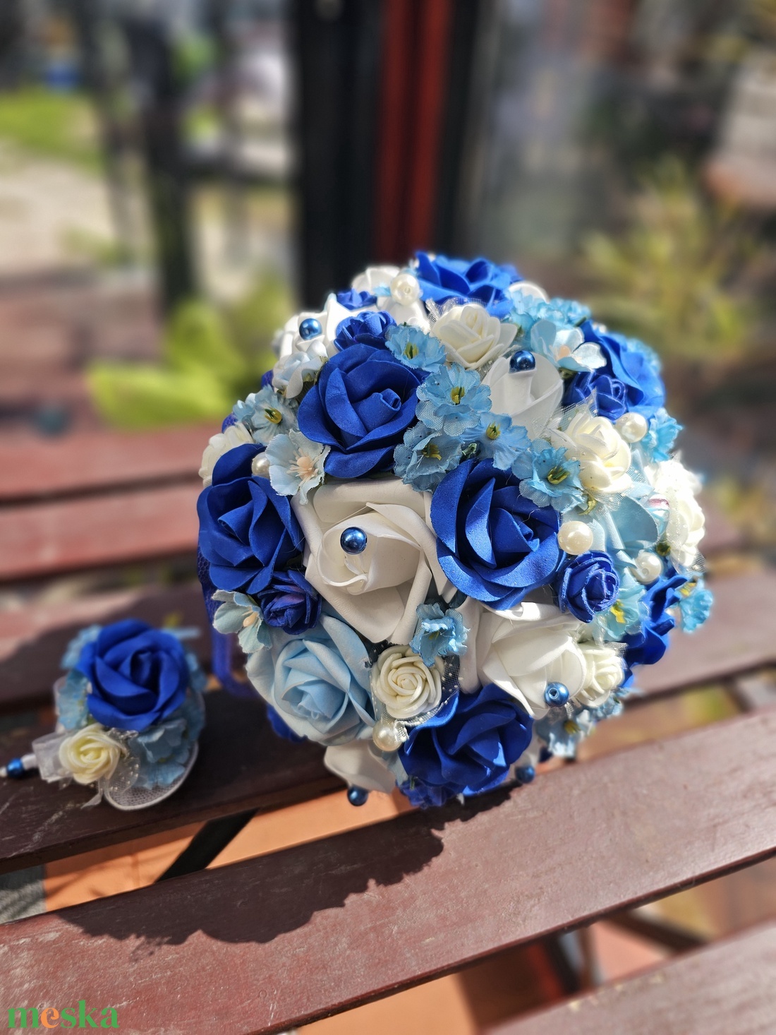 Menyasszonyi csokor kék - esküvő - menyasszonyi- és dobócsokor - Meska.hu