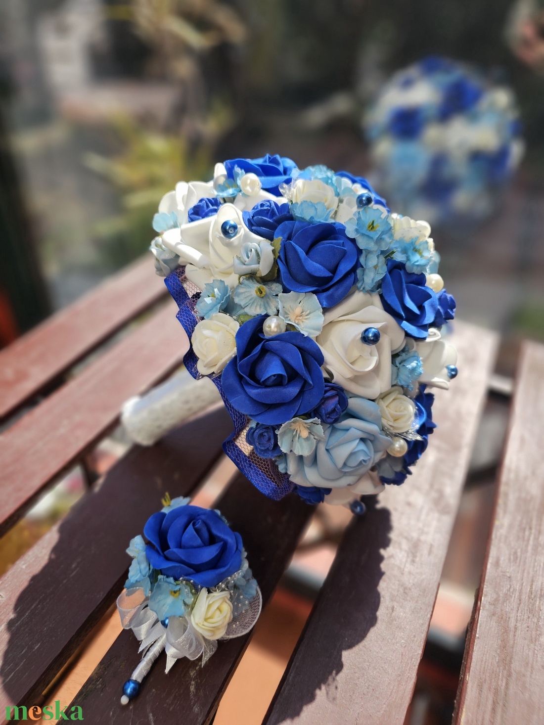 Menyasszonyi csokor kék - esküvő - menyasszonyi- és dobócsokor - Meska.hu