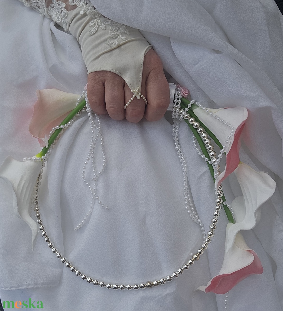 Menyasszonyi csokor gyöngy és kála  - esküvő - menyasszonyi- és dobócsokor - Meska.hu