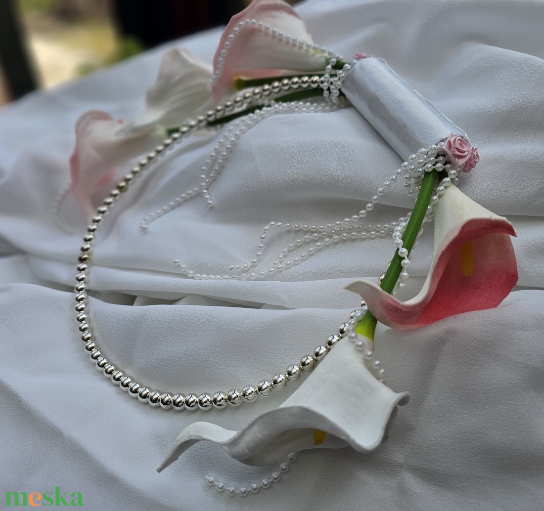 Menyasszonyi csokor gyöngy és kála  - esküvő - menyasszonyi- és dobócsokor - Meska.hu