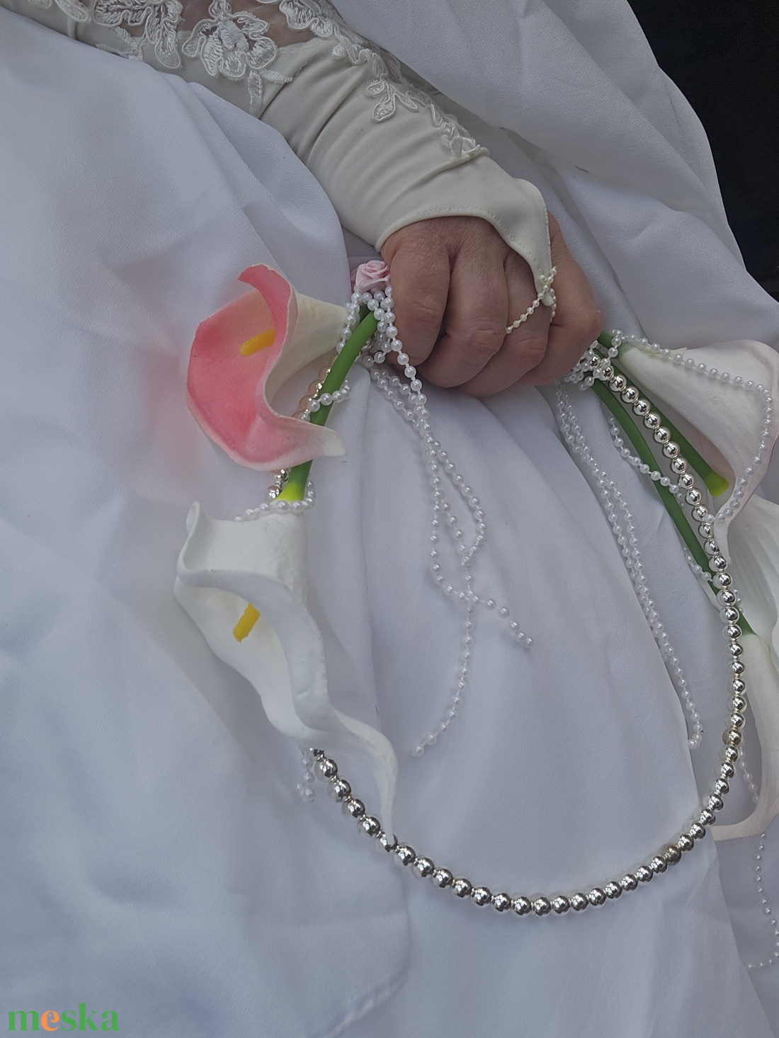 Menyasszonyi csokor gyöngy és kála  - esküvő - menyasszonyi- és dobócsokor - Meska.hu