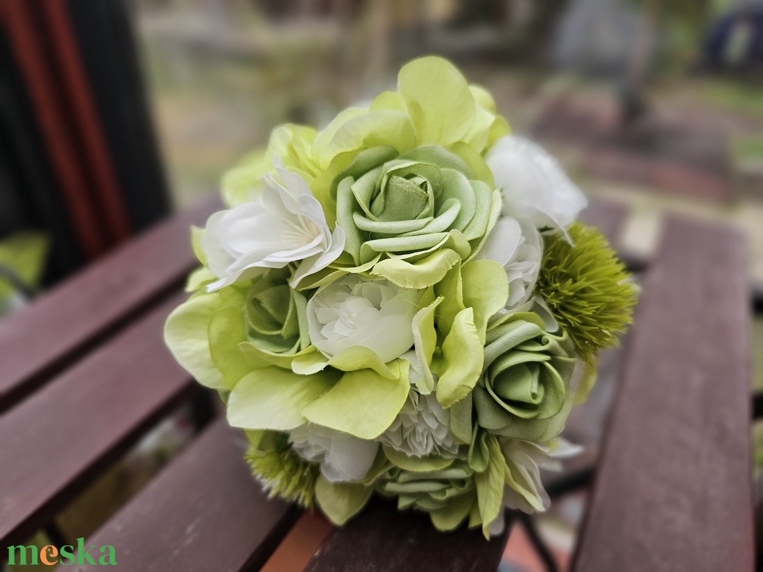 Menyasszonyi csokor zöld tollas - esküvő - menyasszonyi- és dobócsokor - Meska.hu