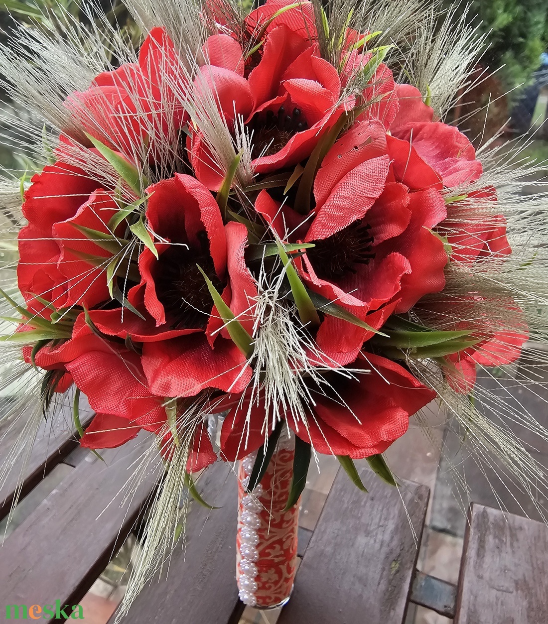 Menyasszonyi csokor pipacs  - esküvő - menyasszonyi- és dobócsokor - Meska.hu