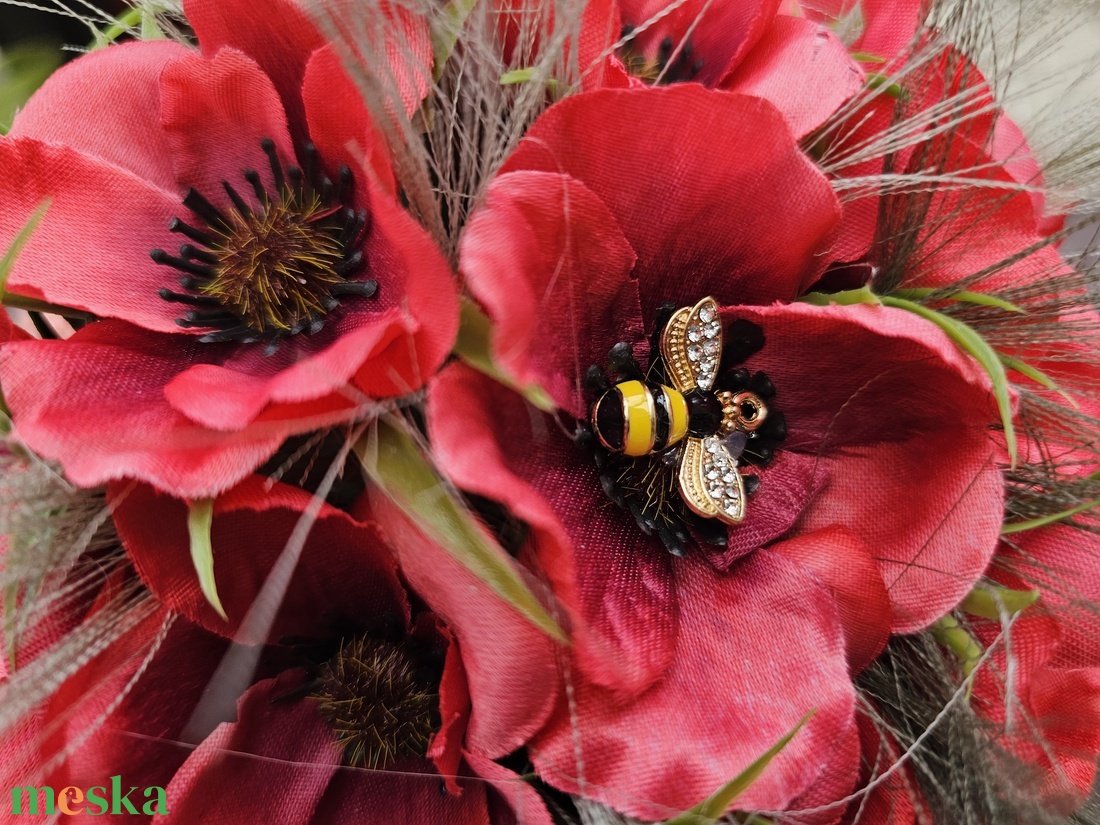 Menyasszonyi csokor pipacs  - esküvő - menyasszonyi- és dobócsokor - Meska.hu