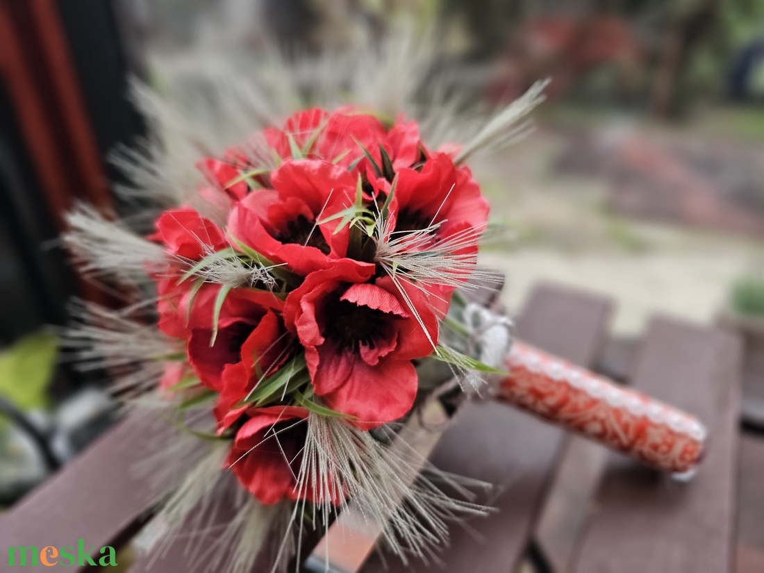 Menyasszonyi csokor pipacs  - esküvő - menyasszonyi- és dobócsokor - Meska.hu