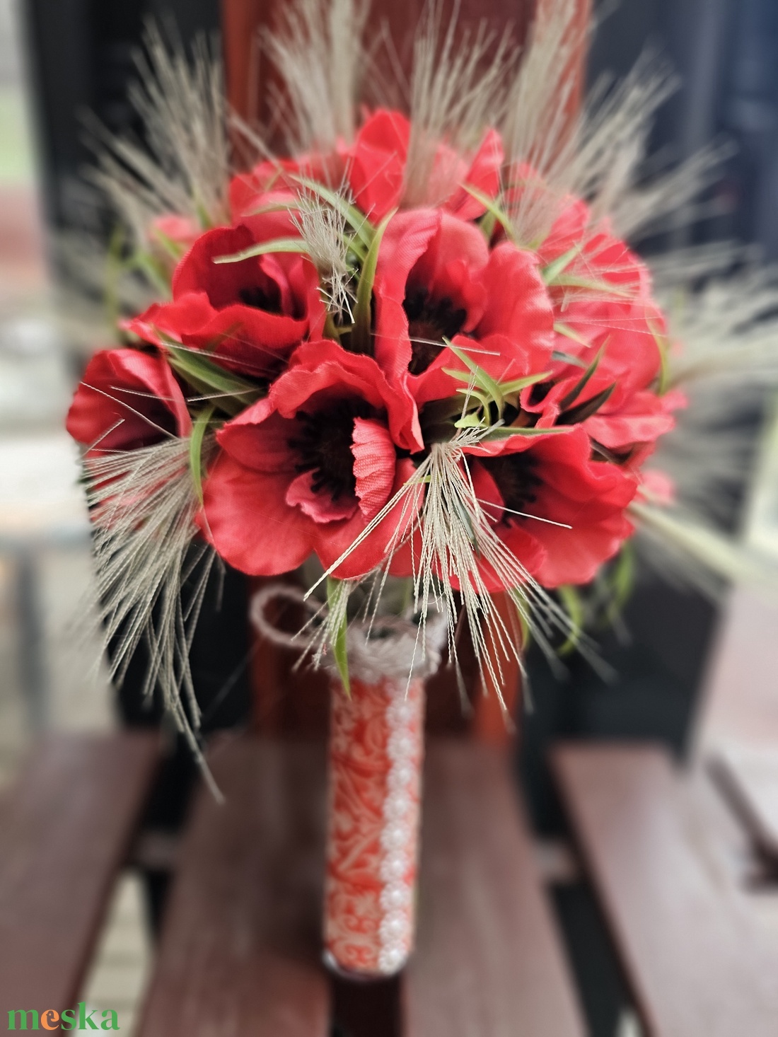 Menyasszonyi csokor pipacs  - esküvő - menyasszonyi- és dobócsokor - Meska.hu