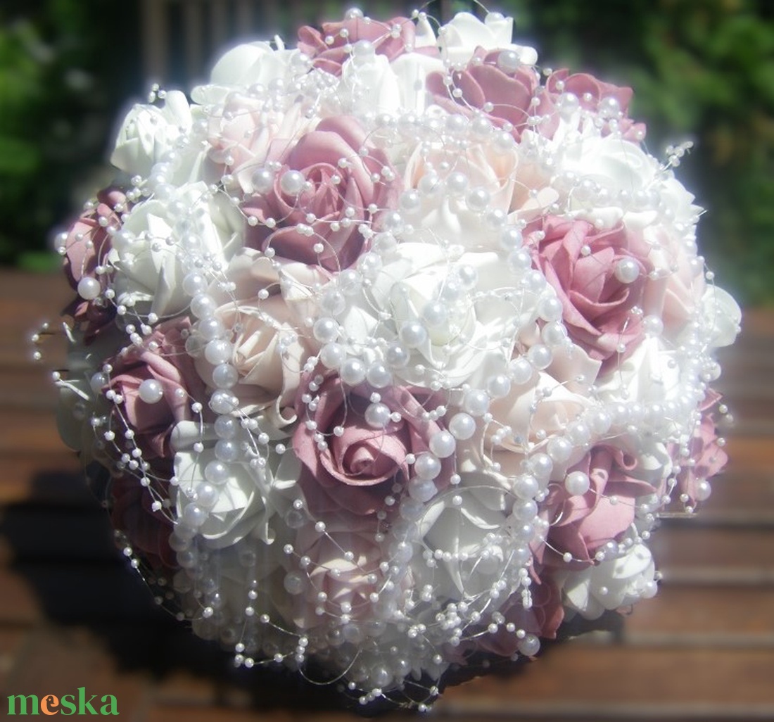 Menyasszonyi csokor gyöngyös  - esküvő - menyasszonyi- és dobócsokor - Meska.hu